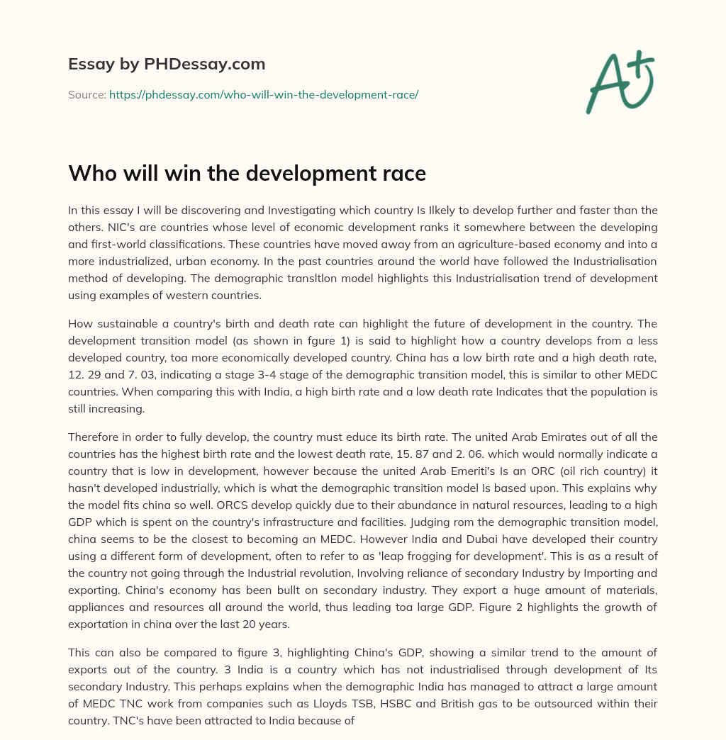 Who will win the development race essay