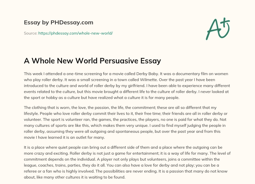 a whole new world essay