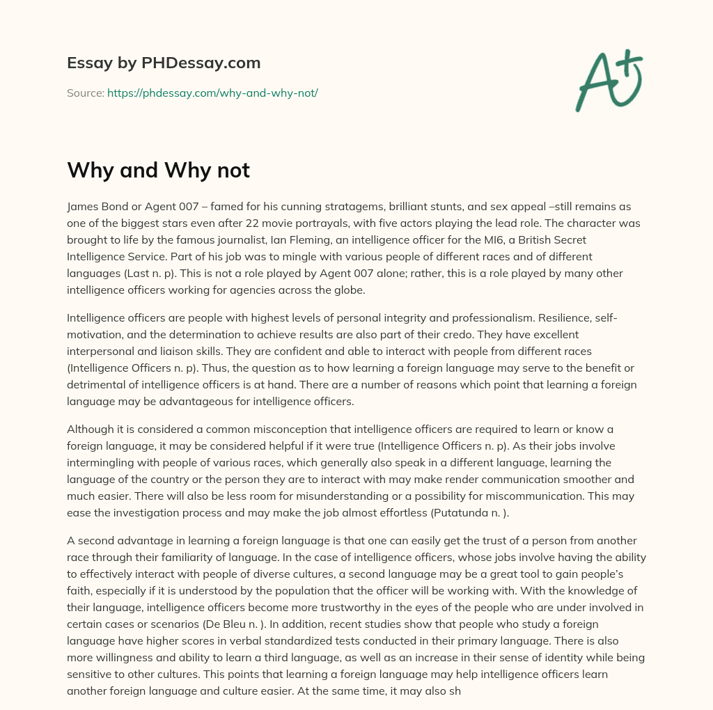 Why and Why not essay