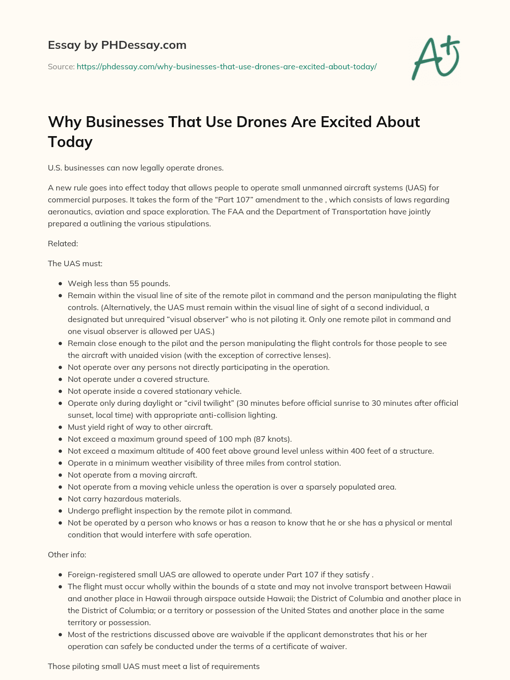 Why Businesses That Use Drones Are Excited About Today essay