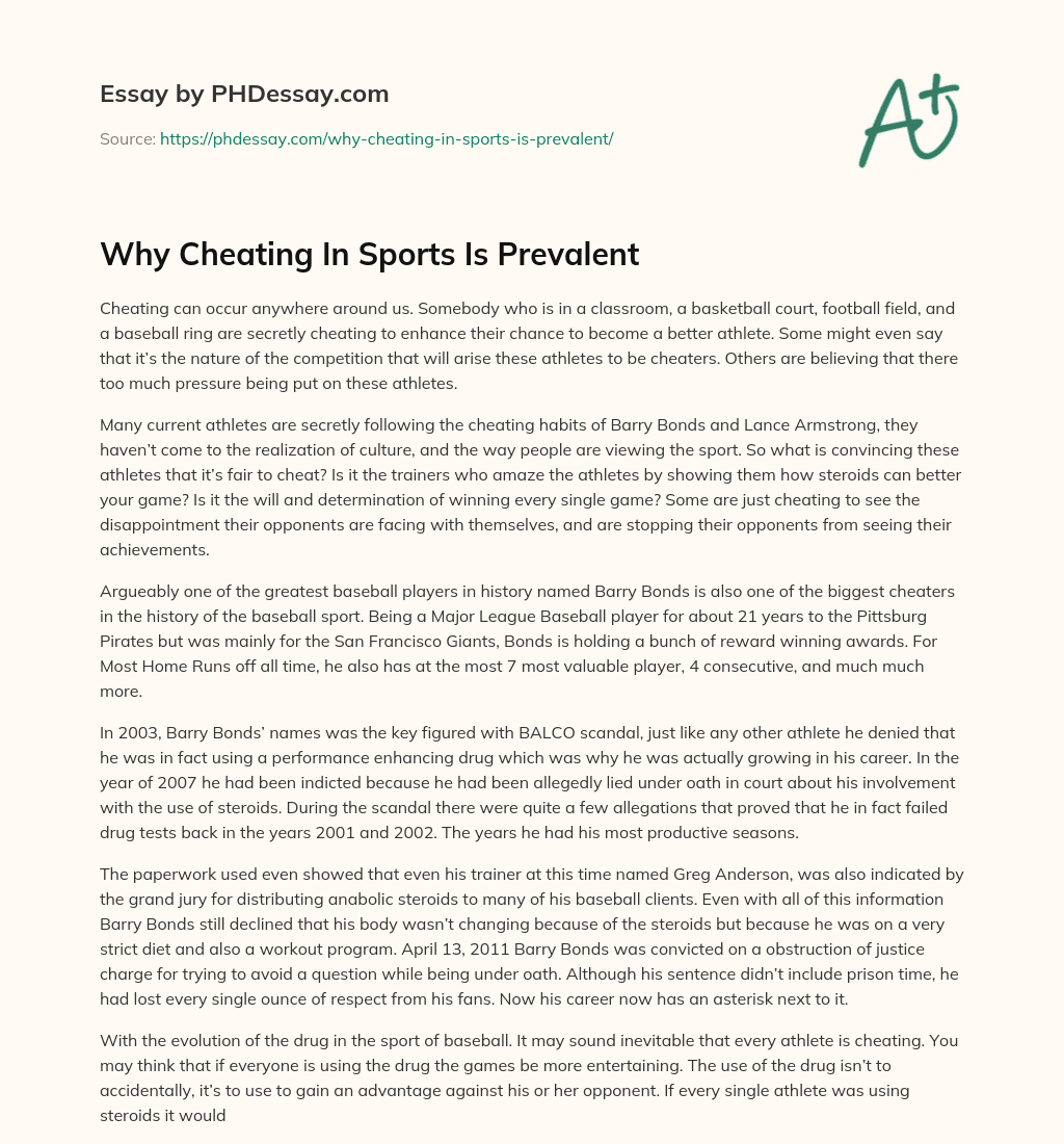 essay about cheating in sports