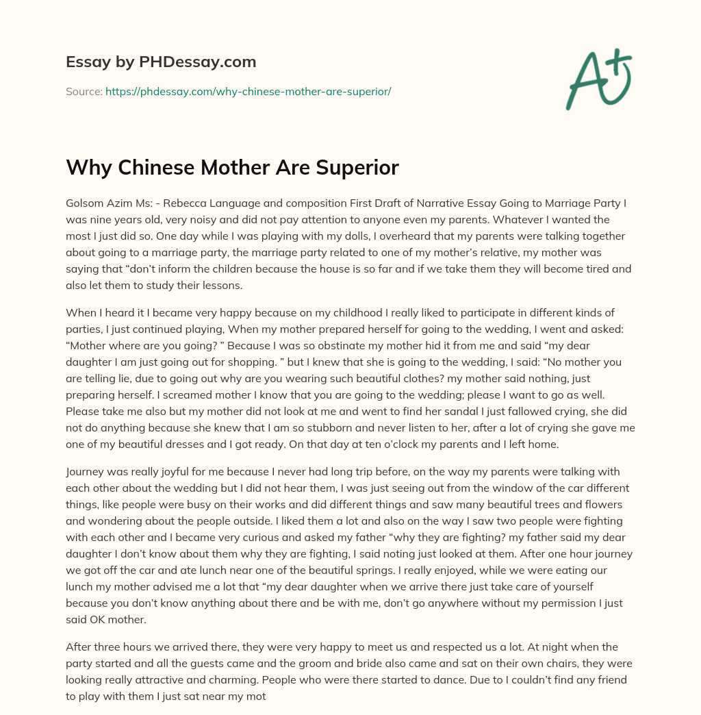 Why Chinese Mother Are Superior essay