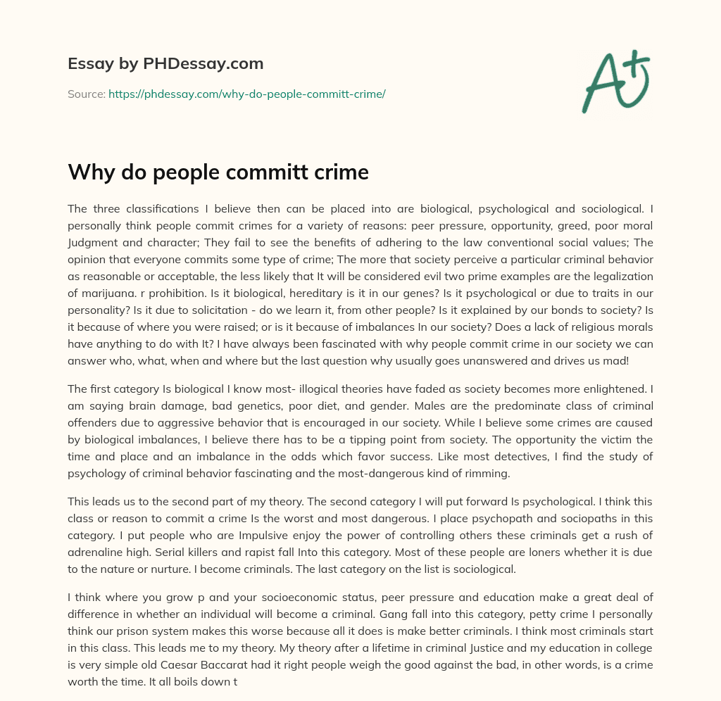 Why do people committ crime essay
