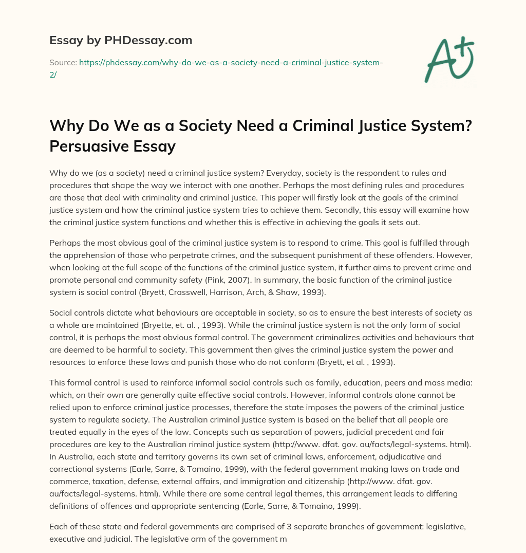 persuasive essay about criminal justice