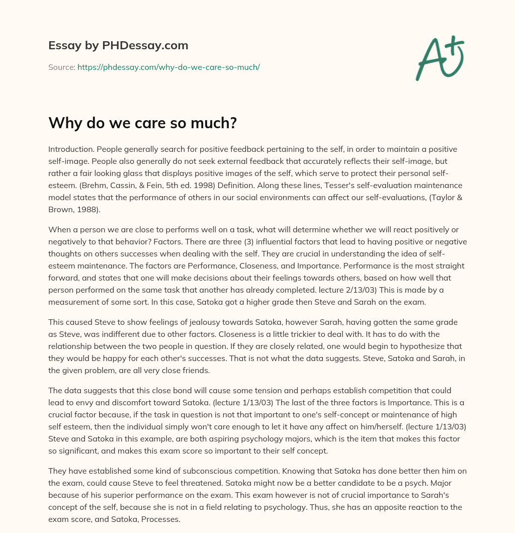 Why do we care so much? essay
