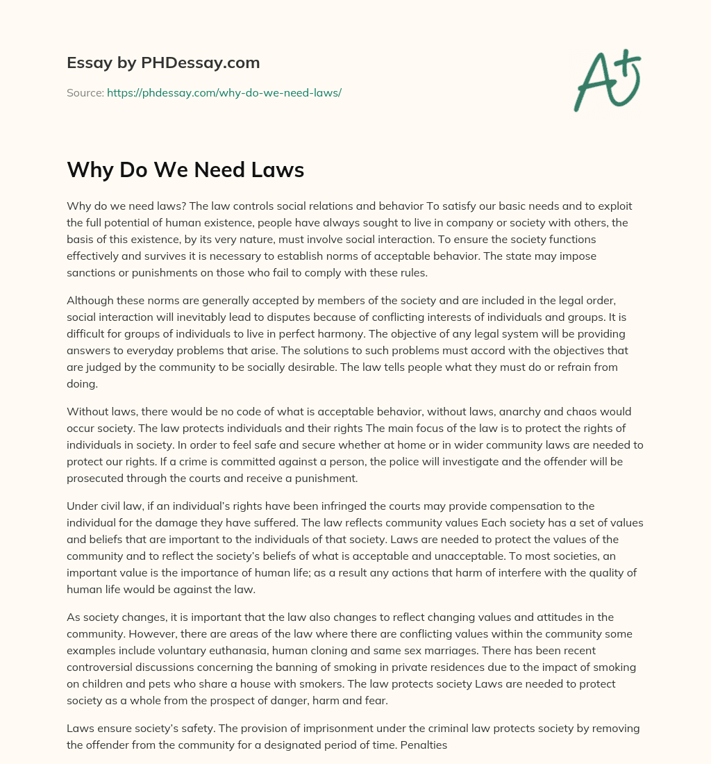 why we need laws essay