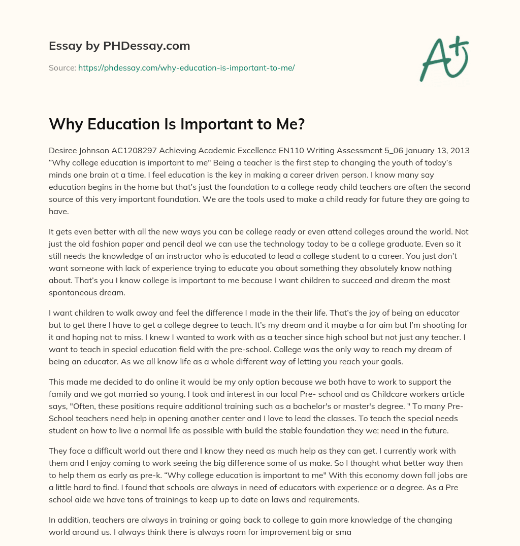 Why Education Is Important to Me? essay