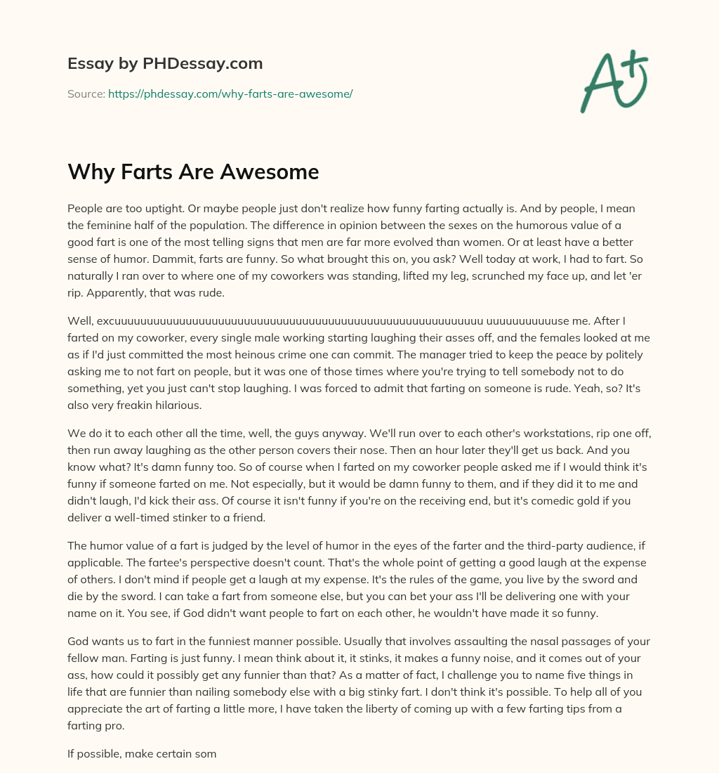 Why Farts Are Awesome essay