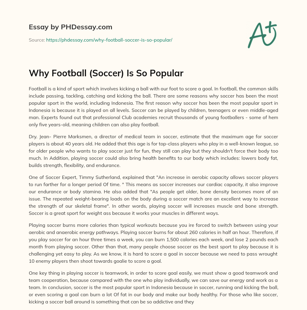 Why Football (Soccer) Is So Popular essay