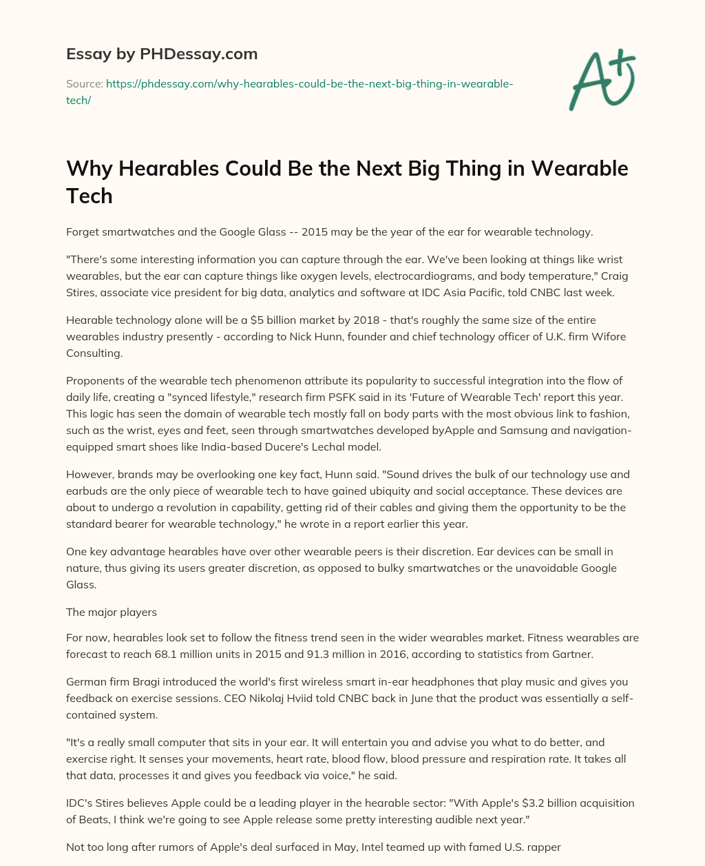 Why Hearables Could Be the Next Big Thing in Wearable Tech essay
