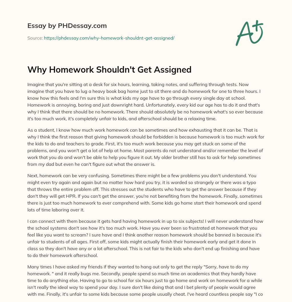 Why Homework Shouldn’t Get Assigned essay