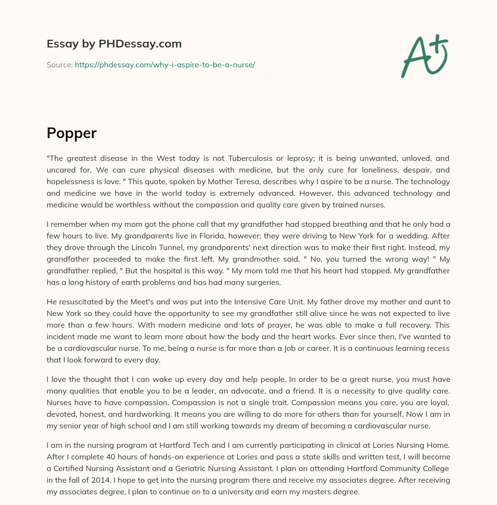 Unit. The Importance of Compassionate Nursing Care essay