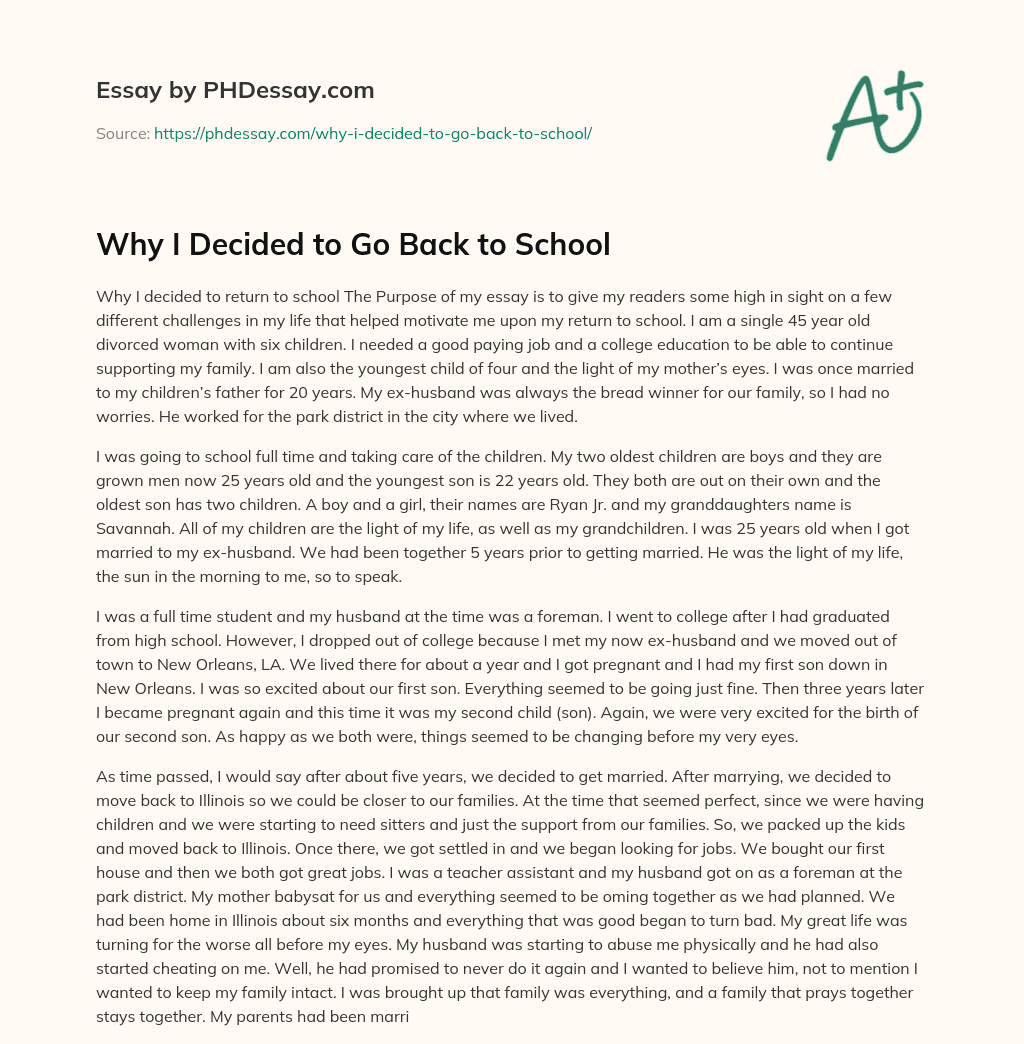 Why I Decided to Go Back to School essay