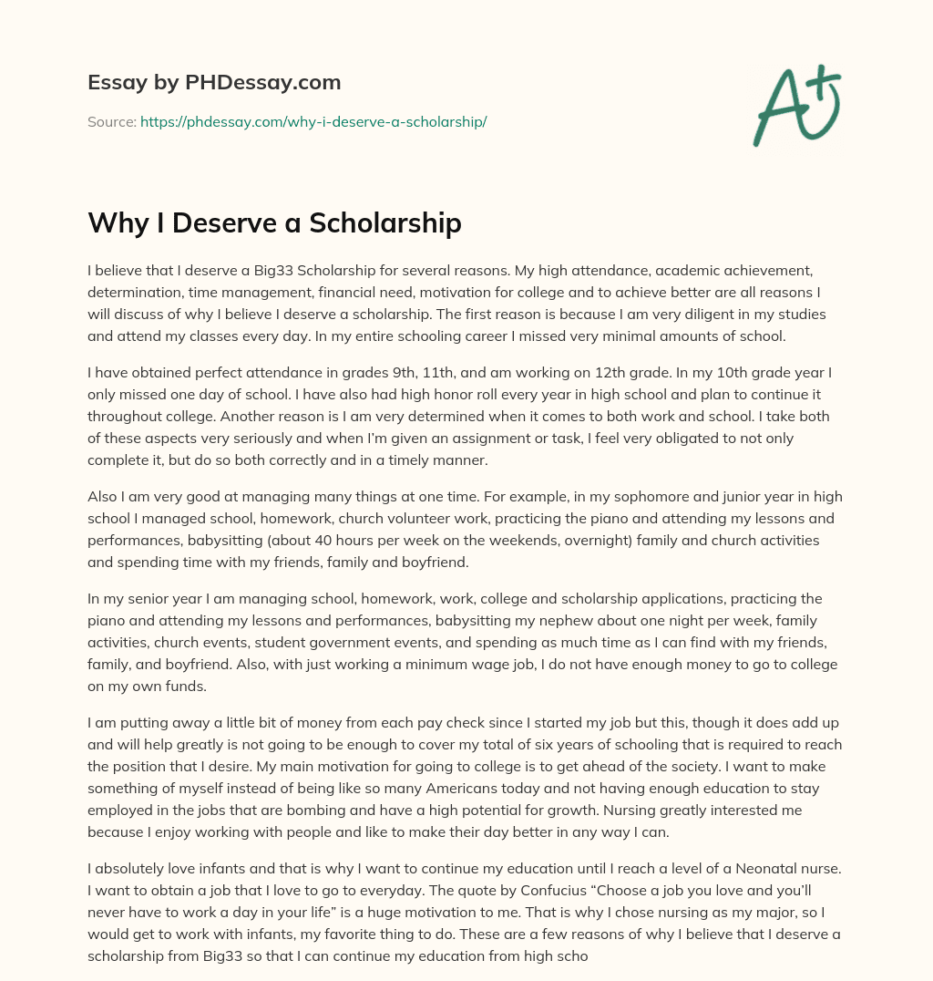 Why I Deserve A Scholarship 500 Words PHDessay