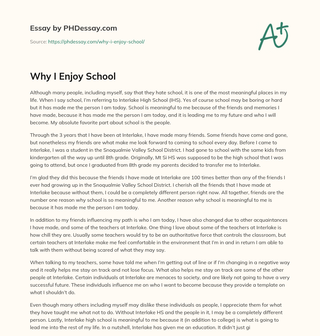 Why I Enjoy School essay