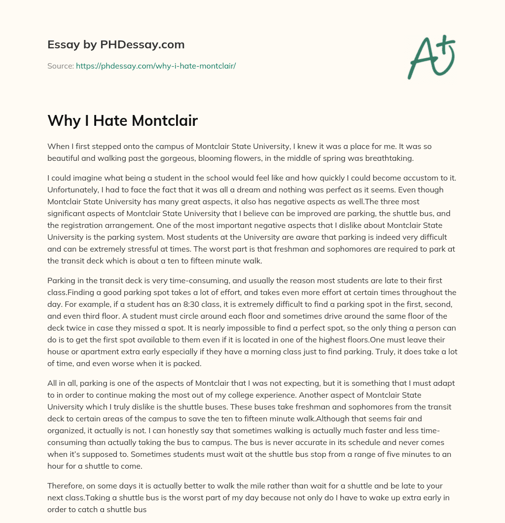 Why I Hate Montclair essay
