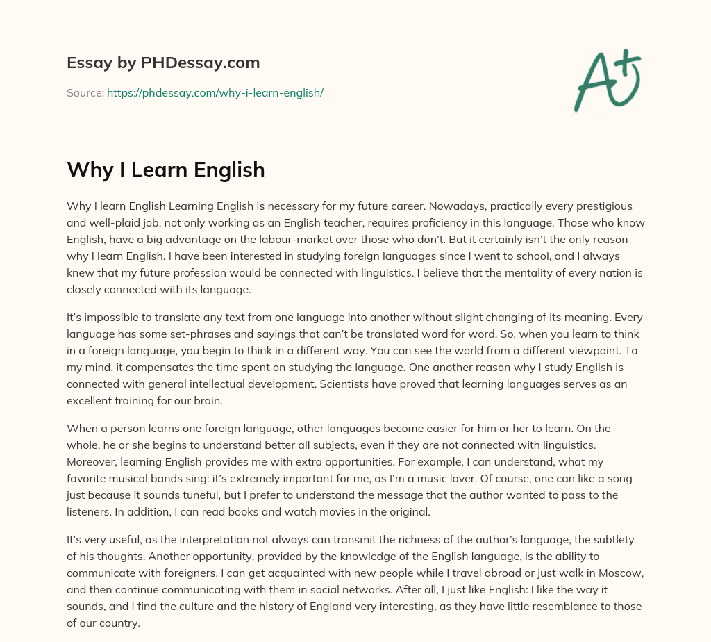 essay on why i want to learn english