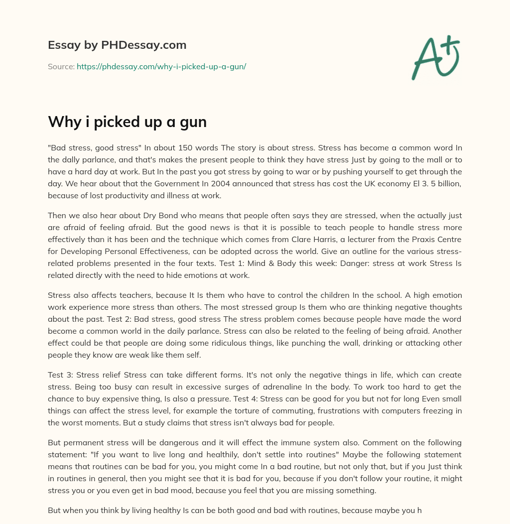 Why i picked up a gun essay