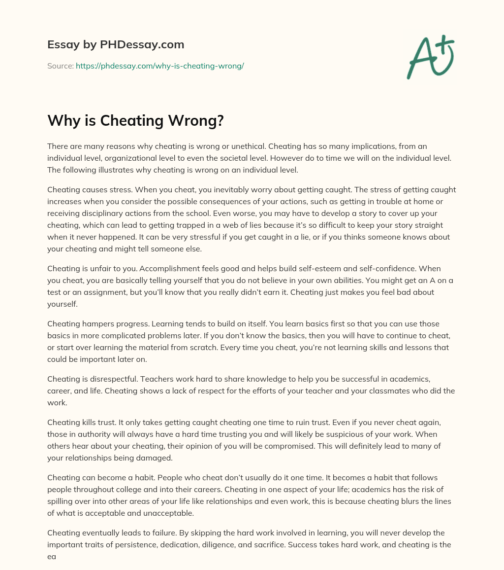 why cheating in exam is wrong essay