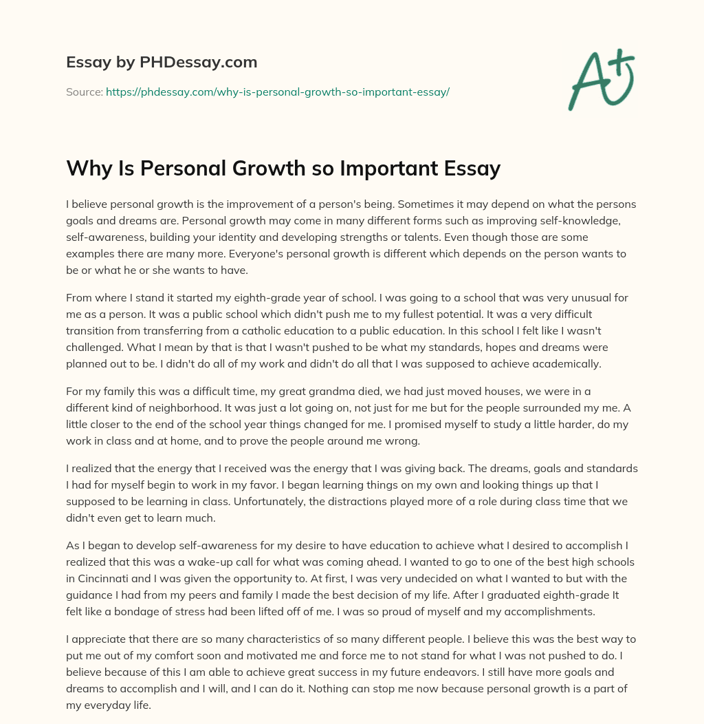 why is personal growth important essay