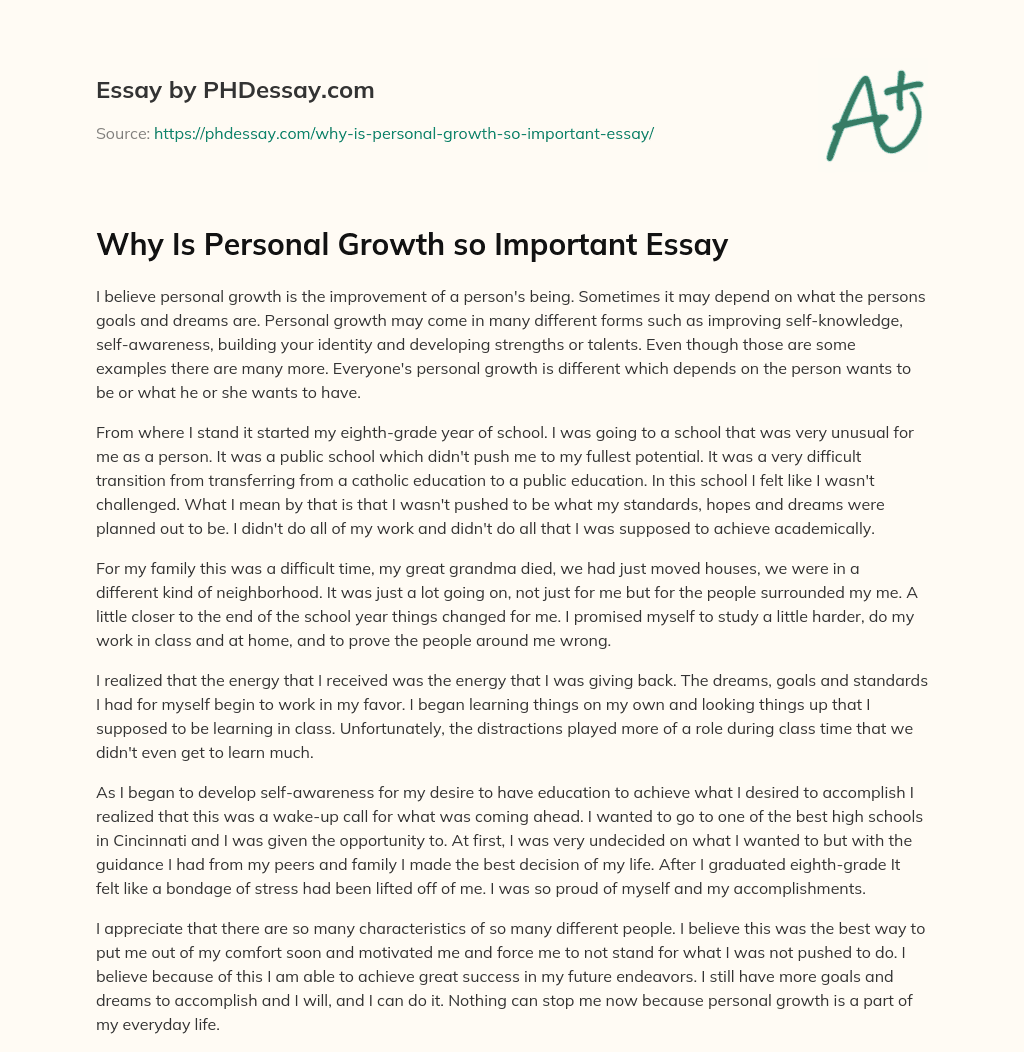 what is personal growth essay