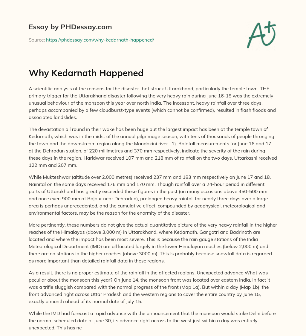 Why Kedarnath Happened essay