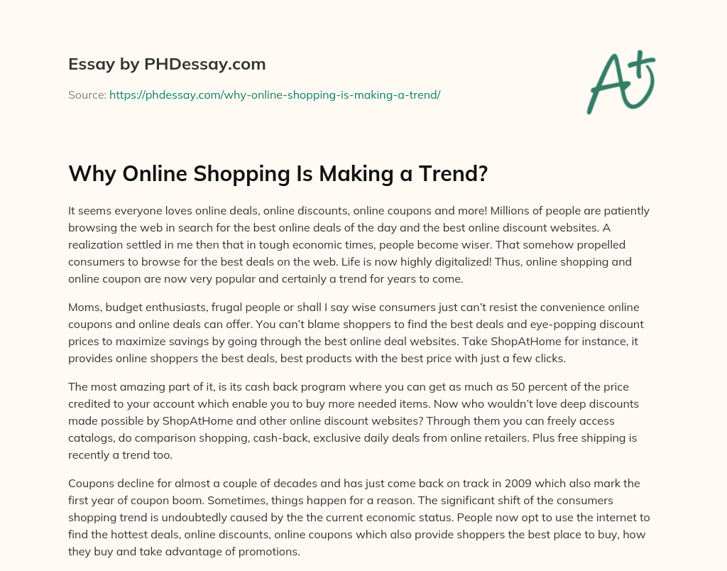 trend of online shopping essay