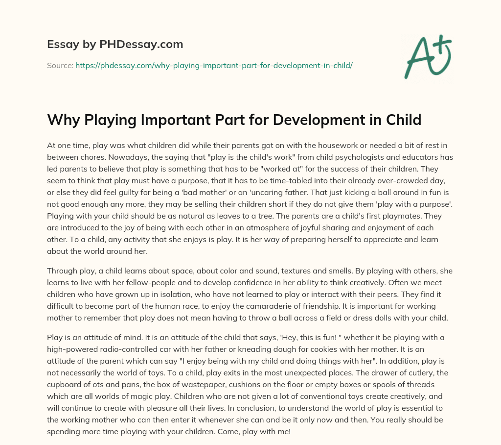 essay about playing child