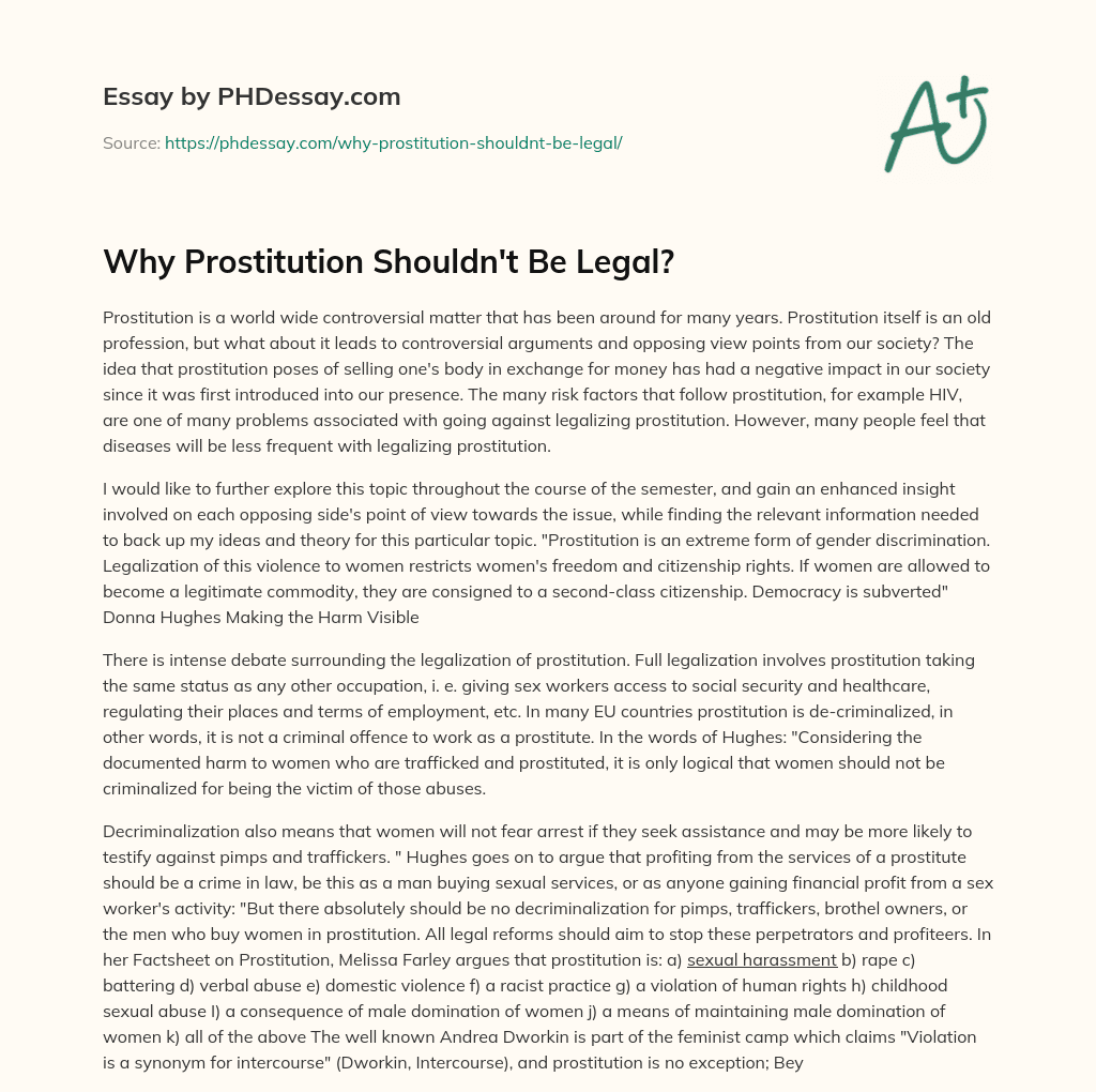 essay about prostitution should be legal