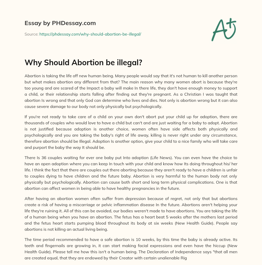 Why Should Abortion be illegal? essay