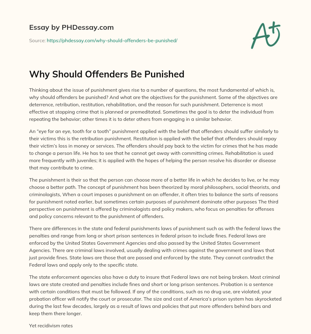 Why Should Offenders Be Punished essay