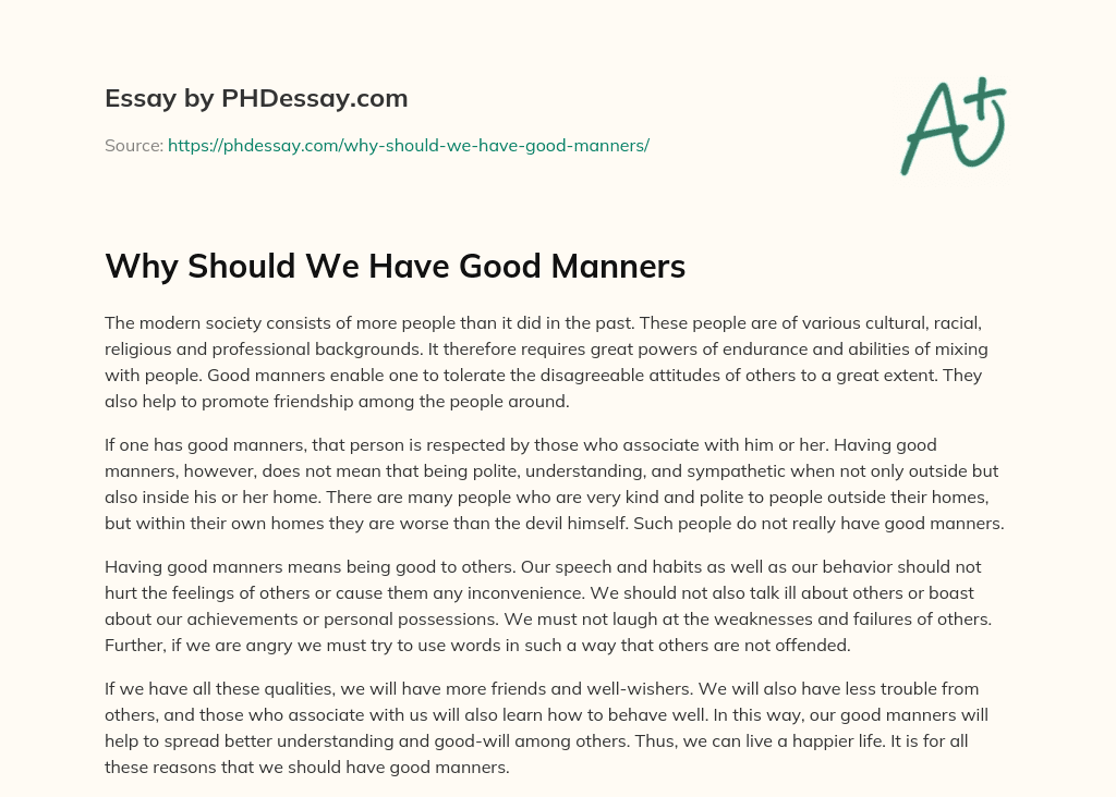good manners essay 300 words