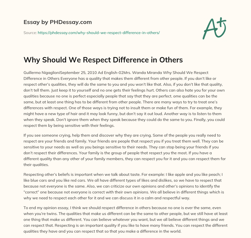 essay about respect to others