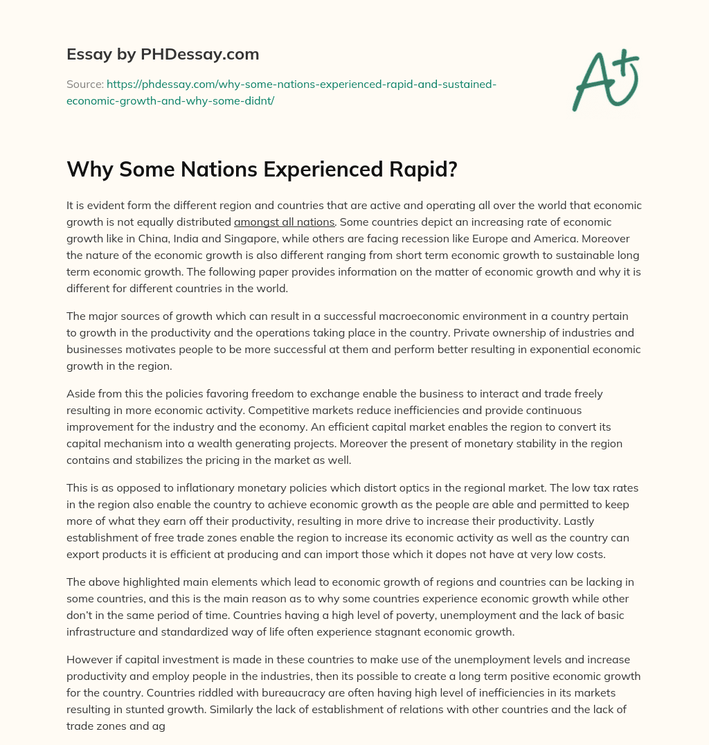 Why Some Nations Experienced Rapid? essay