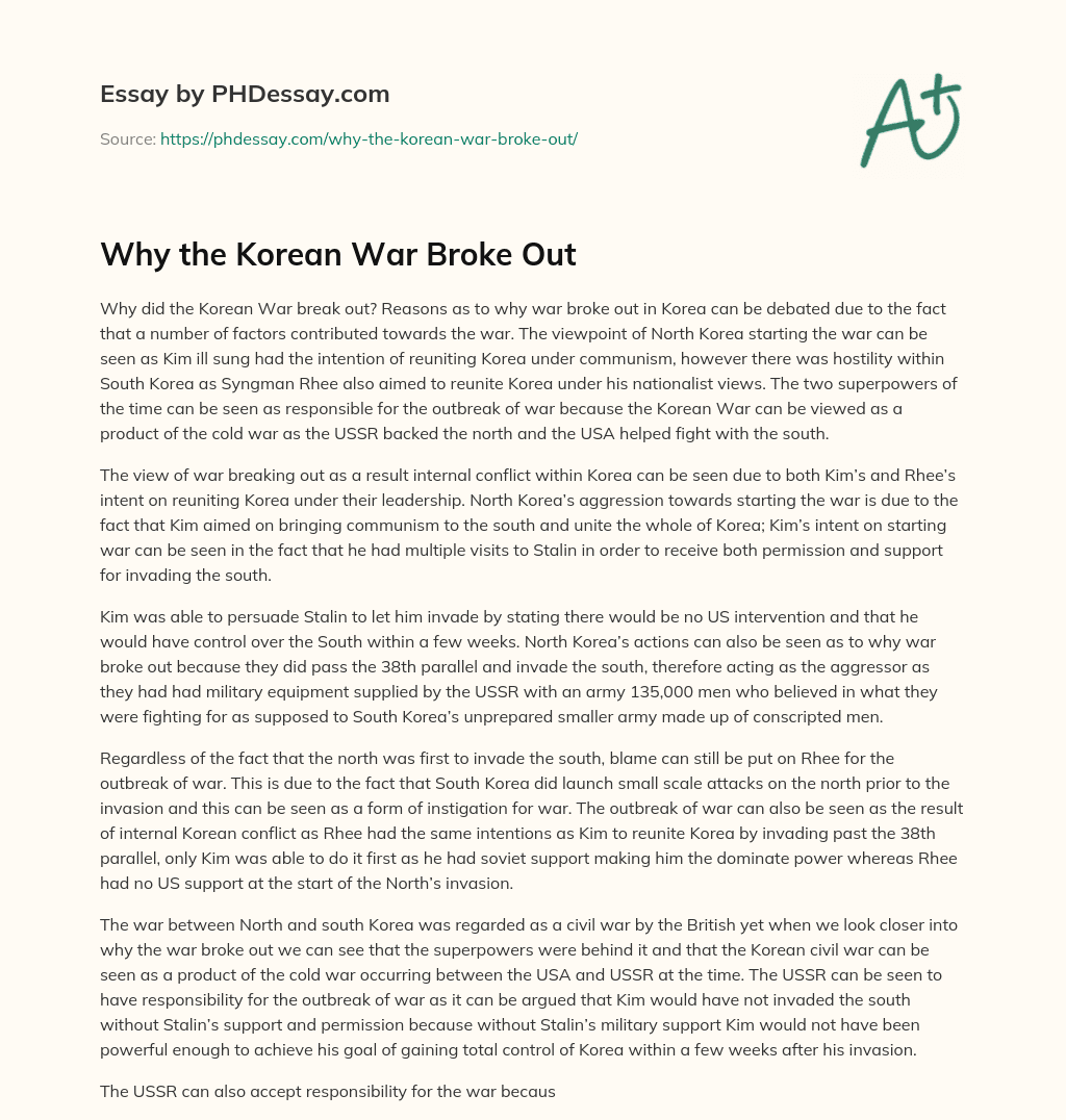 Why the Korean War Broke Out essay