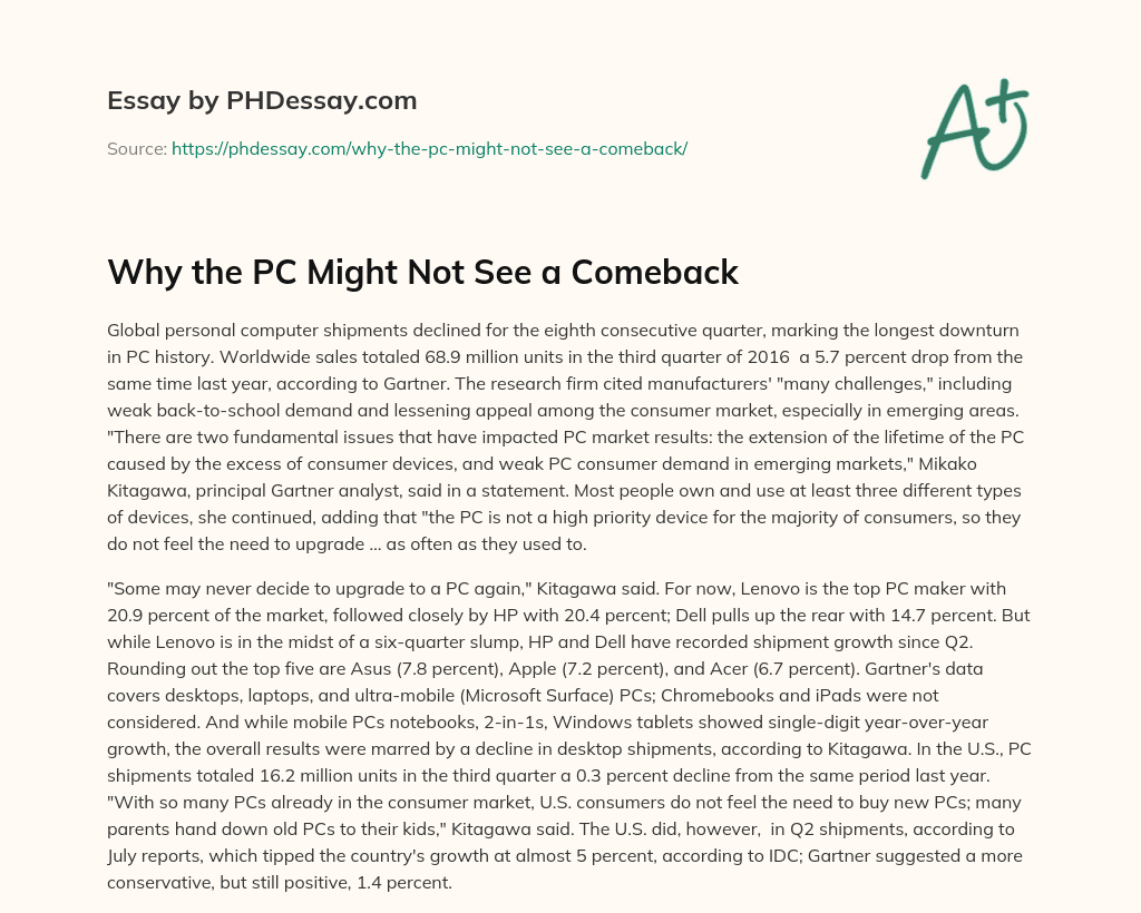 Why the PC Might Not See a Comeback essay