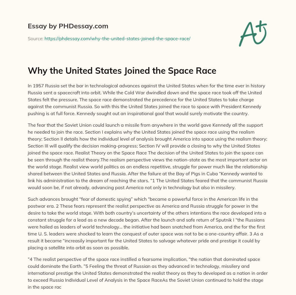 space race essay outline
