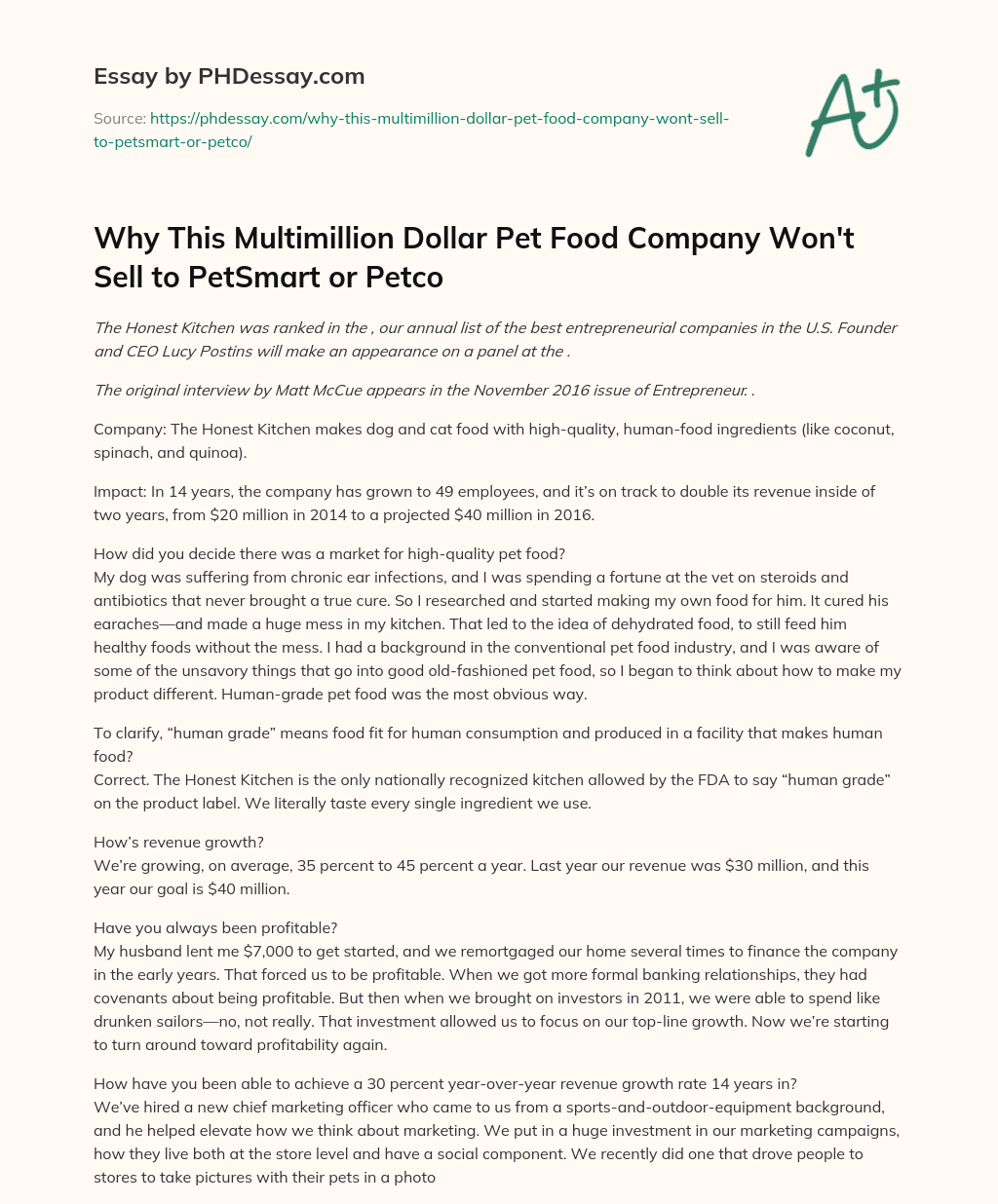 Why This Multimillion Dollar Pet Food Company Won't Sell to PetSmart or