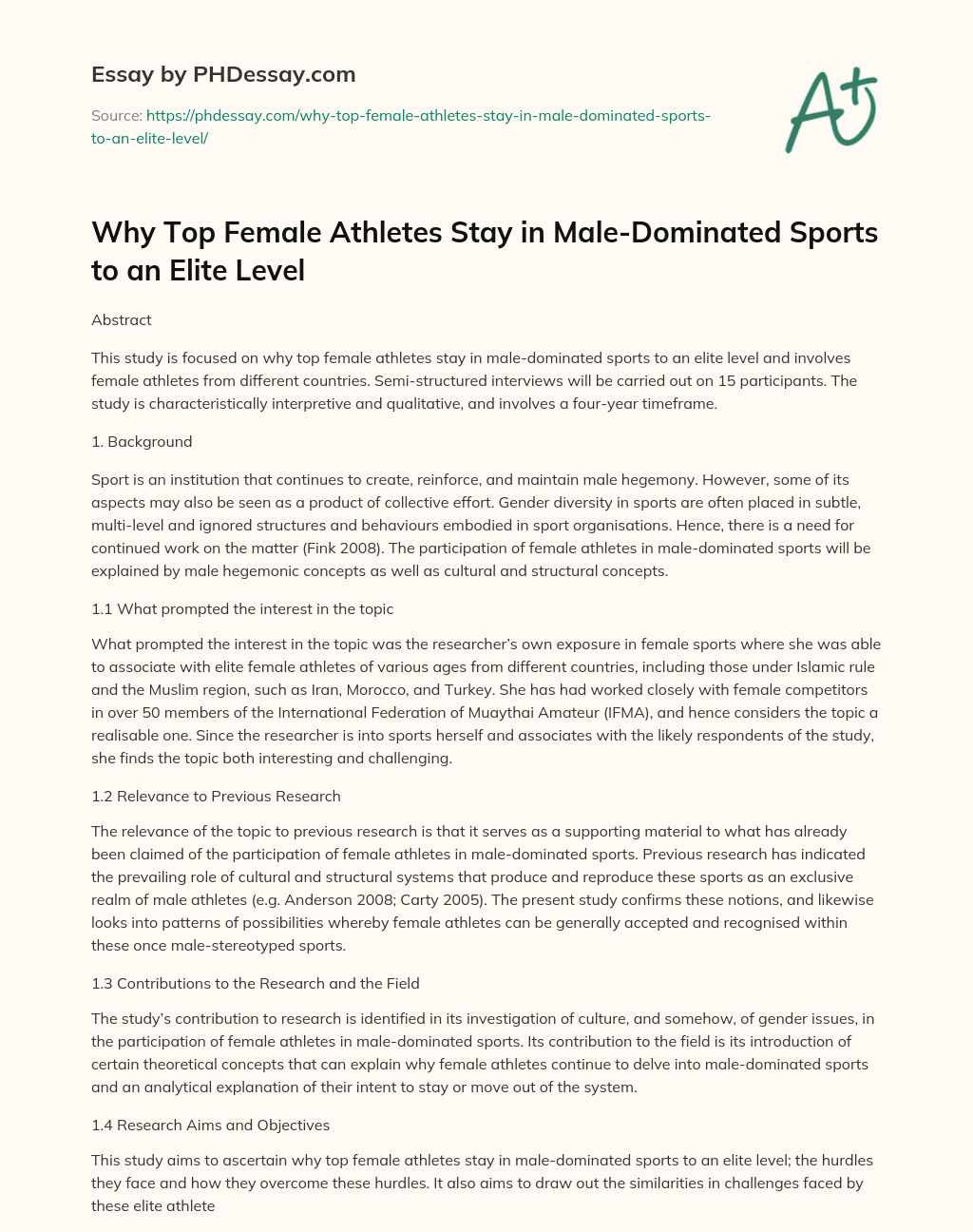 Why Top Female Athletes Stay in Male-Dominated Sports to an Elite Level essay