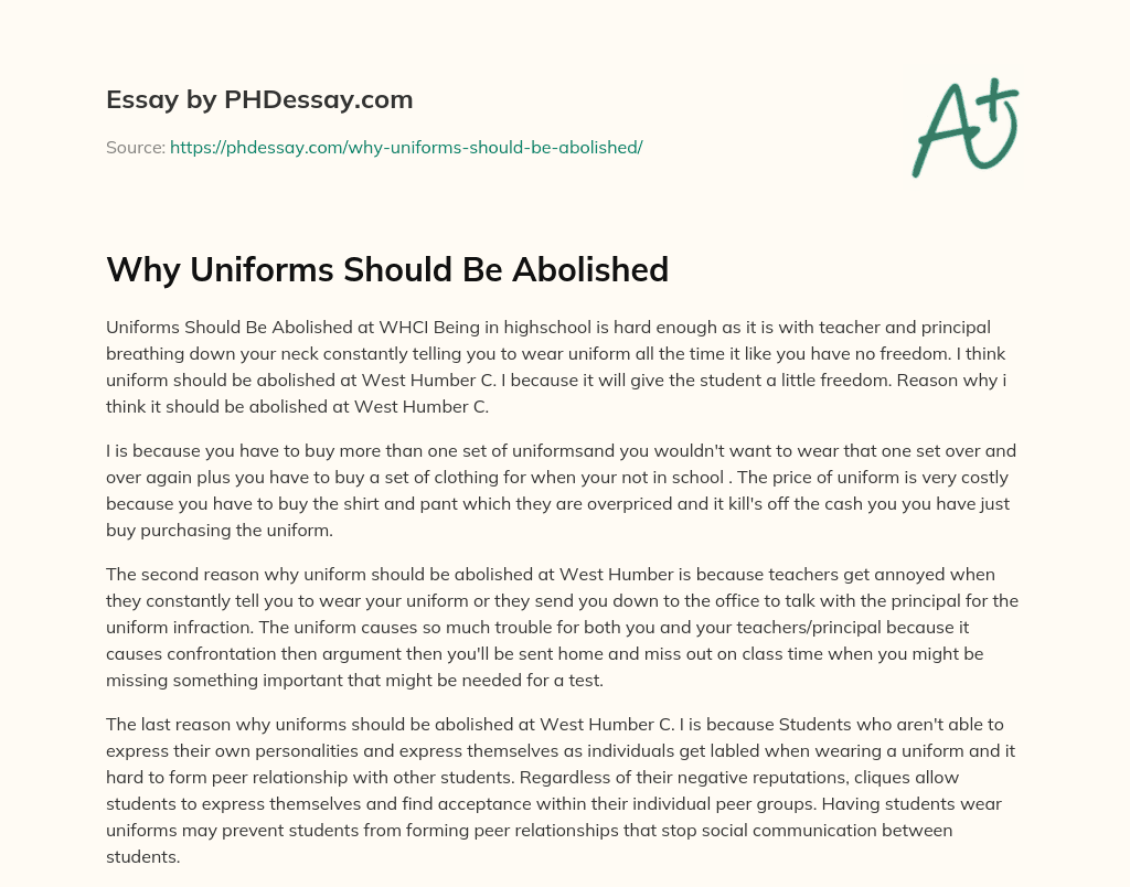 should uniforms be abolished essay