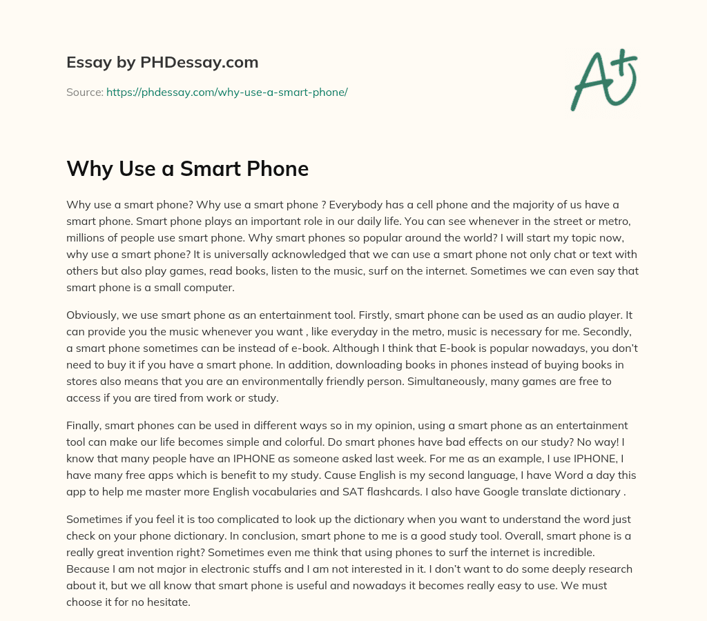 Why Use a Smart Phone essay