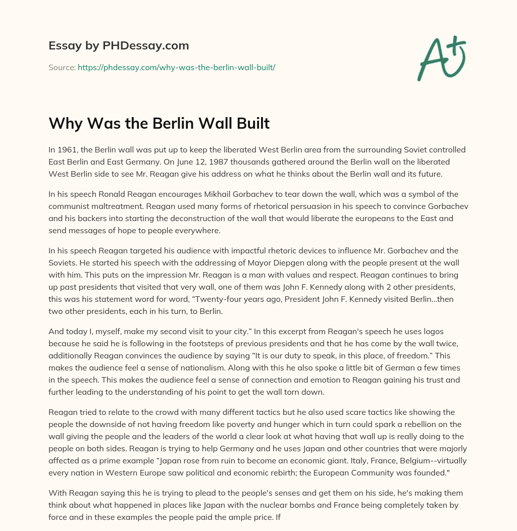 Why Was the Berlin Wall Built essay