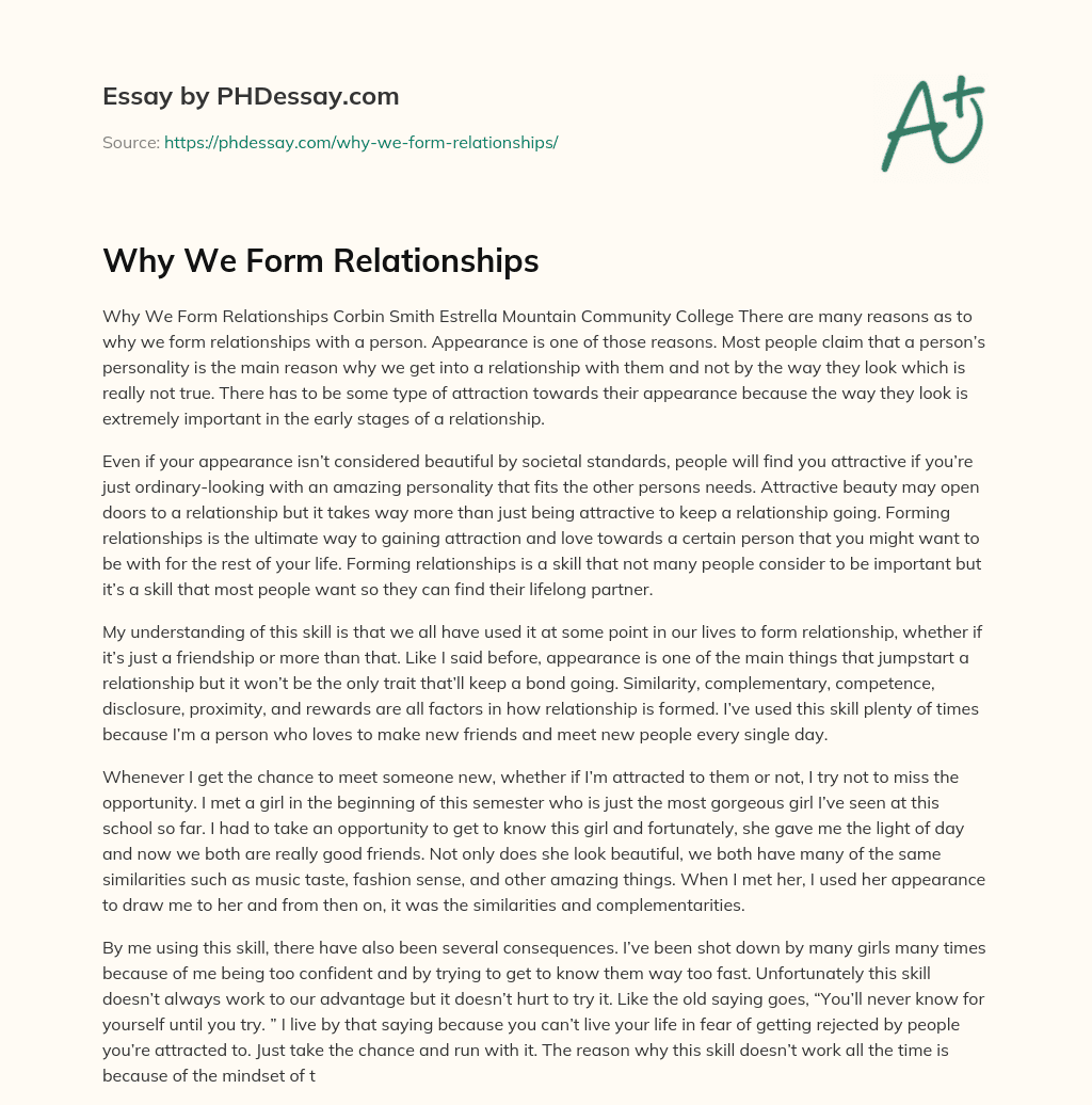 Why We Form Relationships essay