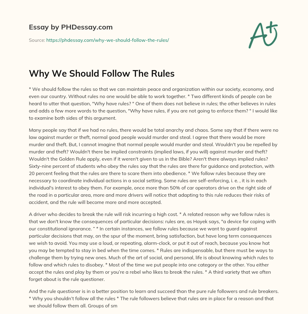 essay on why it is important to follow rules