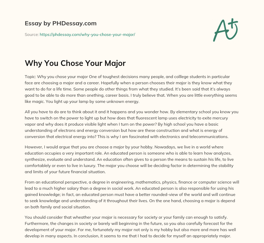 college essay why you choose your major