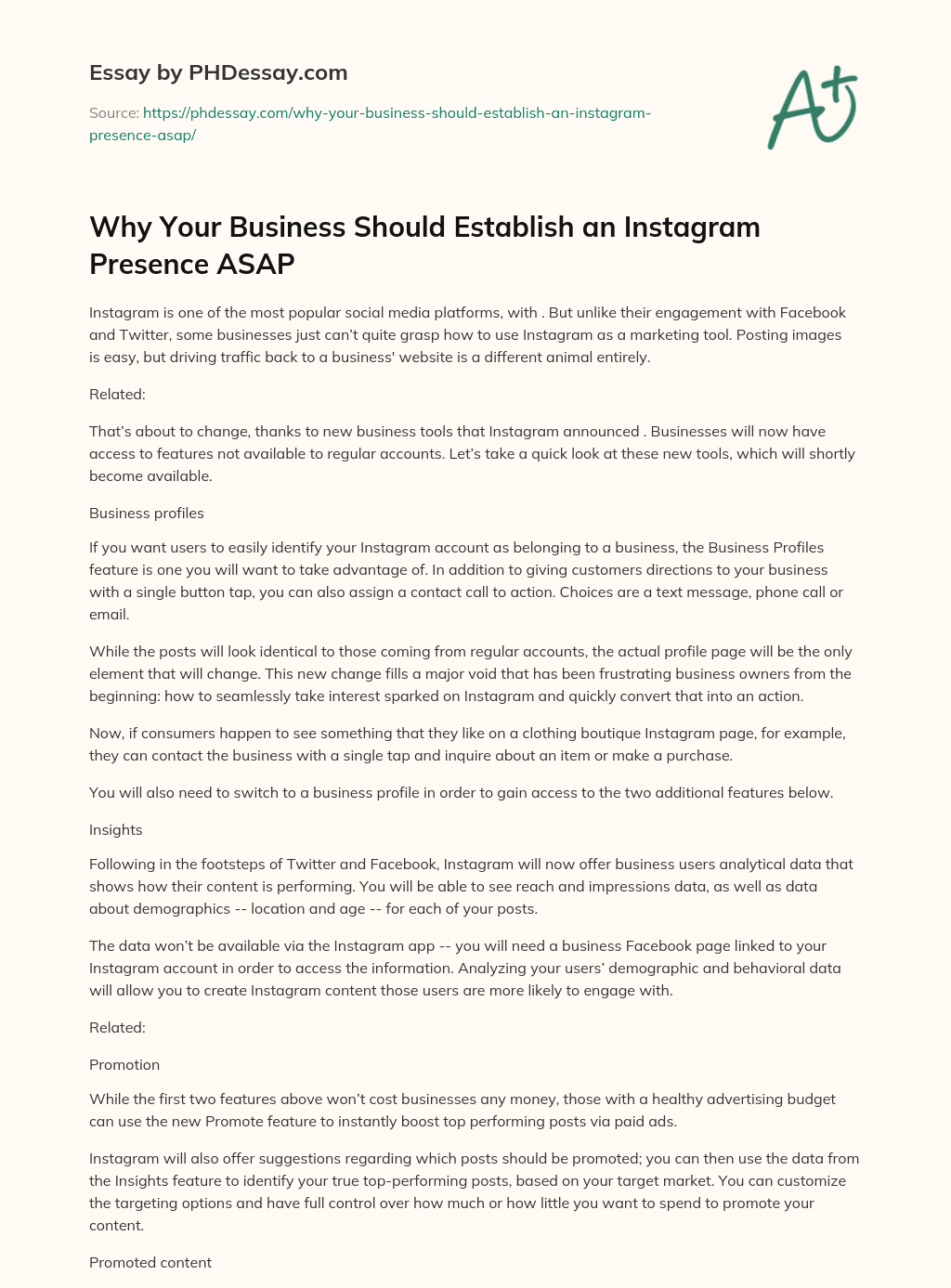 Why Your Business Should Establish an Instagram Presence ASAP essay