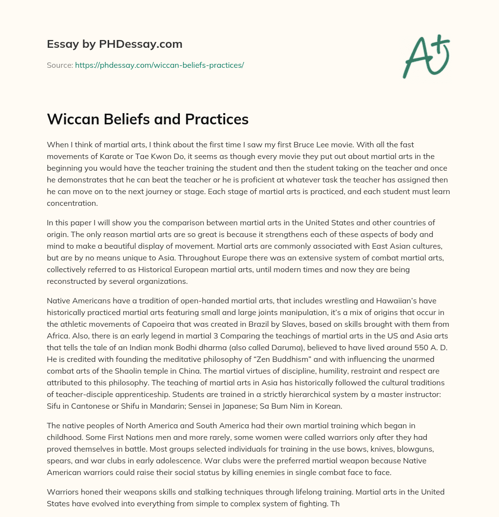 Wiccan Beliefs and Practices essay