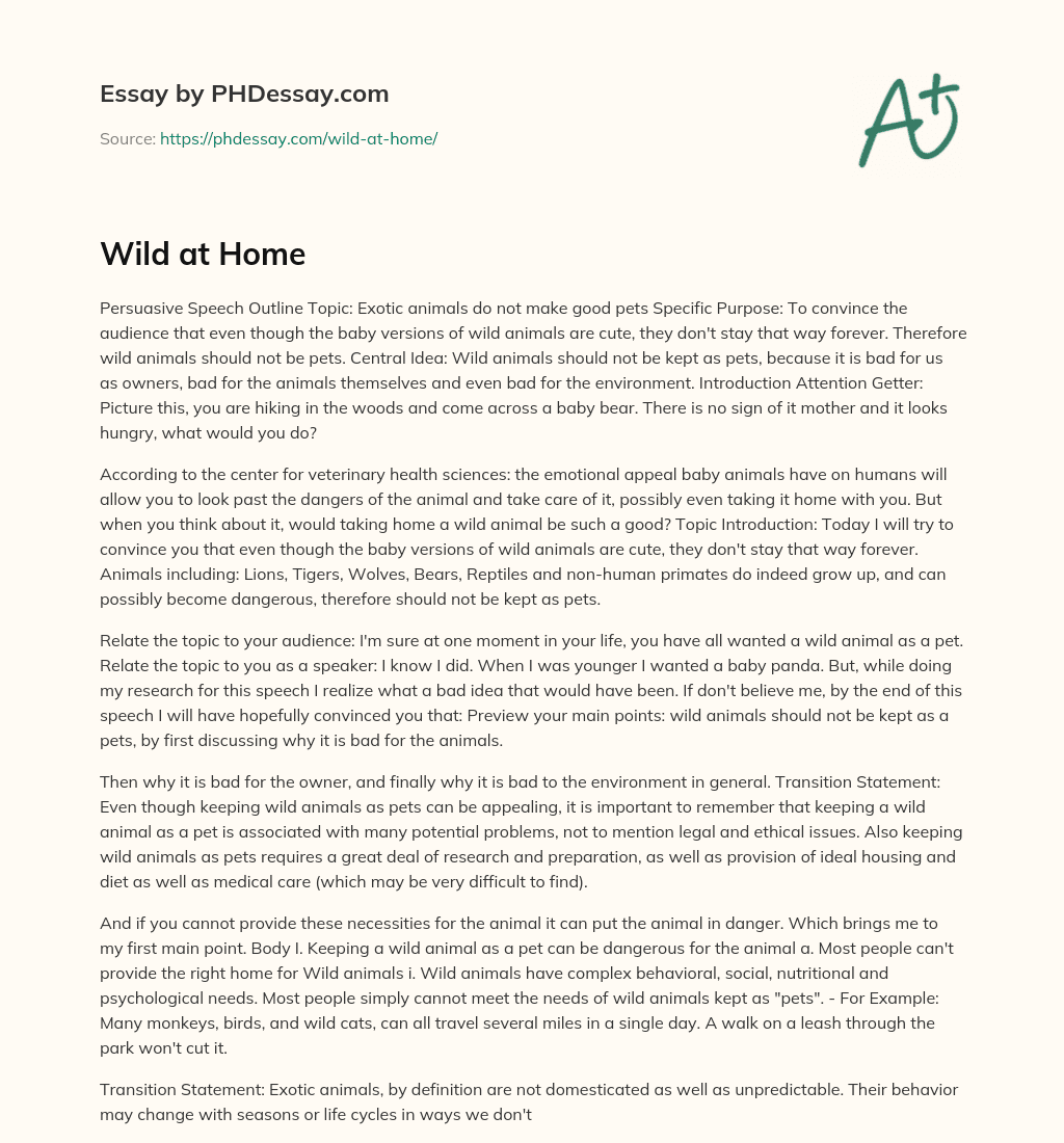 Wild at Home essay