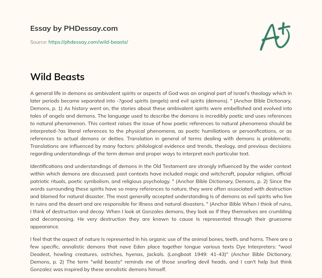 Wild Beasts (400 Words)