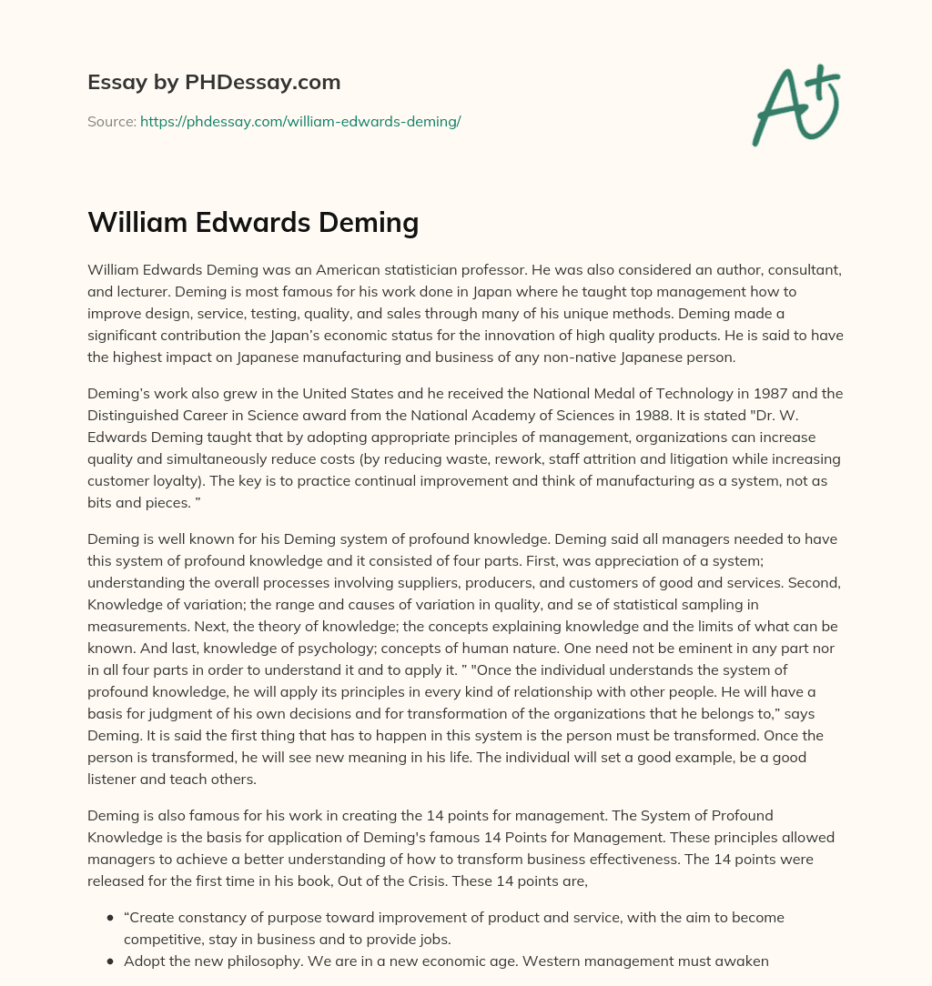 William Edwards Deming essay